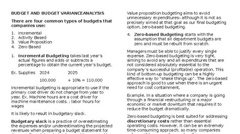 budget types