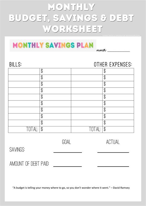 Budget Worksheet To Manage Your Savings Goals The Savings Account Worksheet - Savings Account Worksheet