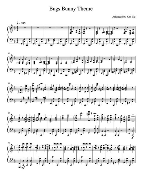 bugs bunny theme piano sheet music