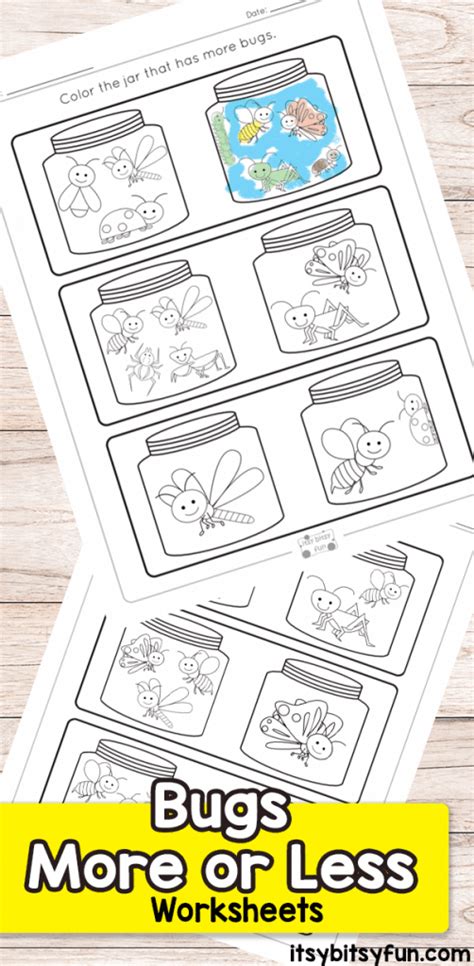Bugs More Or Less Worksheets Itsy Bitsy Fun More Or Less Preschool Activities - More Or Less Preschool Activities
