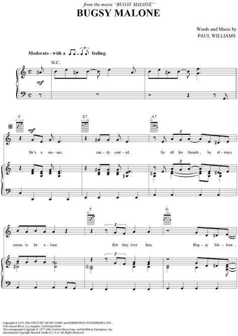 Bugsy Malone Sheet Music
