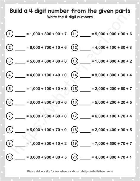 Build A 4 Digit Number From The Parts Place Value Worksheet Grade 4 - Place Value Worksheet Grade 4