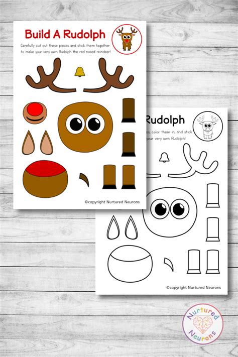 Build A Rudolph Printable Christmas Craft Nurtured Neurons Rudolph The Red Nosed Reindeer Printables - Rudolph The Red Nosed Reindeer Printables