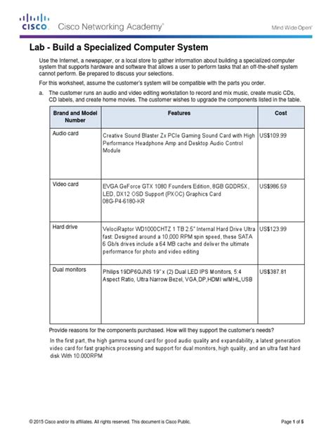 Build A Specialized Computer System Answers