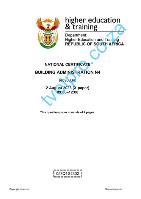 building and administration n4 question papers