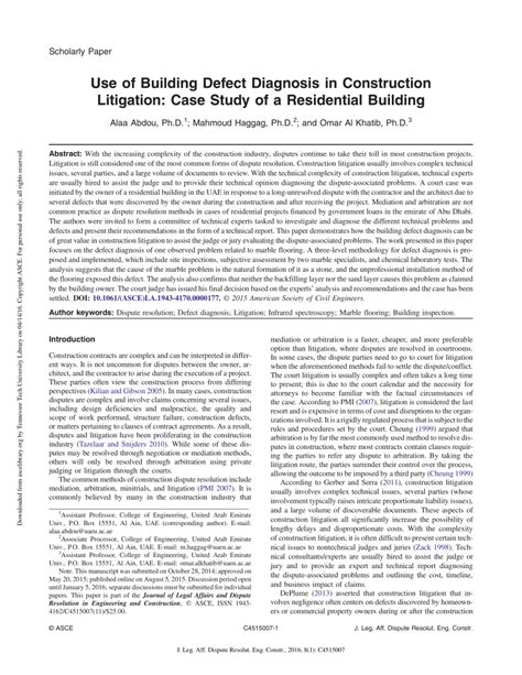 Building Defect Case Study