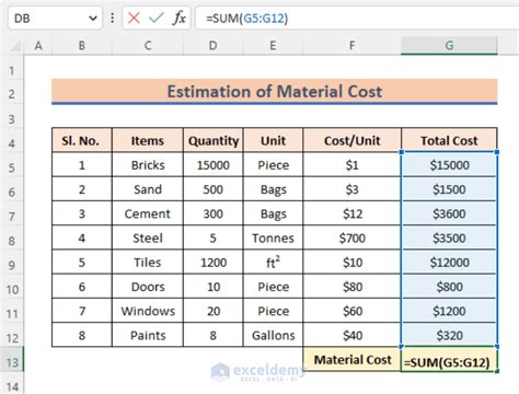 building estimation and costing excel sheet LAOBING KAISUO