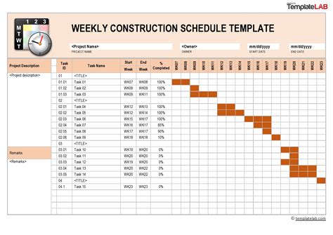 building schedule of work template