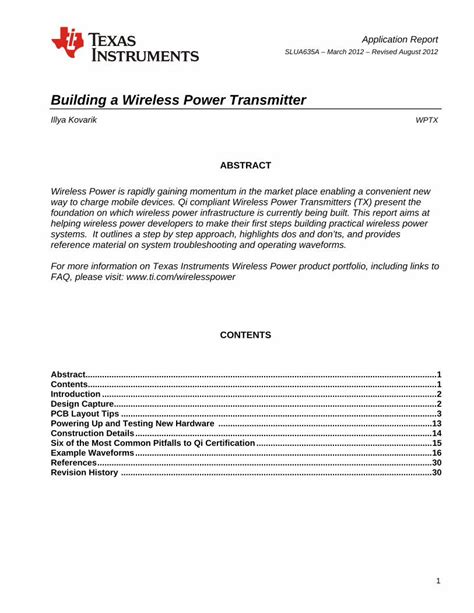 Read Building A Wireless Power Transmitter Rev A Ti 