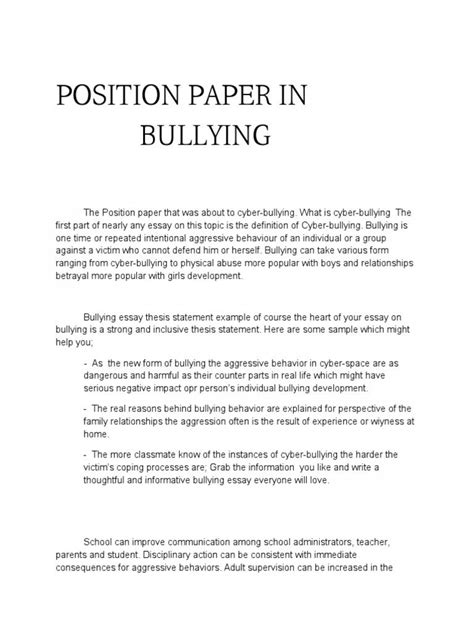 Download Bullying Paper Example 