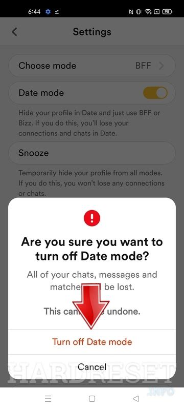 bumble hide date mode
