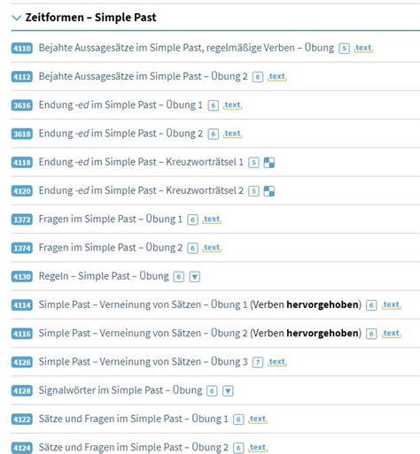 übungen Simple Past