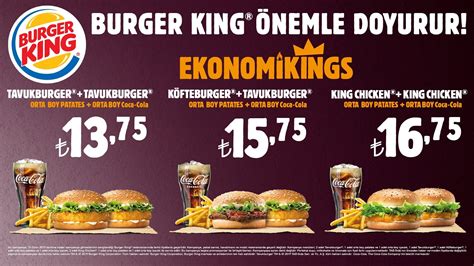 burger king ekonomik menü fiyatları 