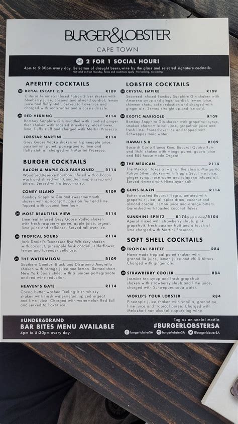 Burger Lobster Menu