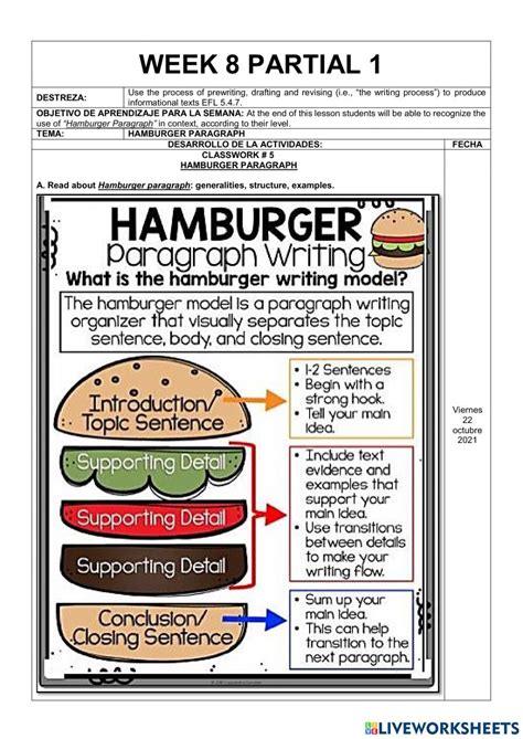 Burger Paragraph Poster And Worksheet Teach Starter Hamburger Paragraph Worksheet - Hamburger Paragraph Worksheet