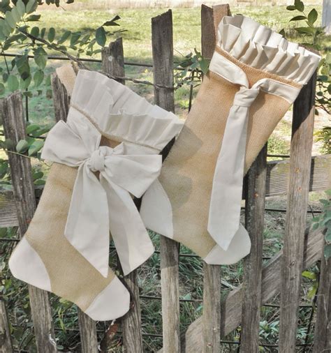 Burlap Christmas Stockings With Faux Trim