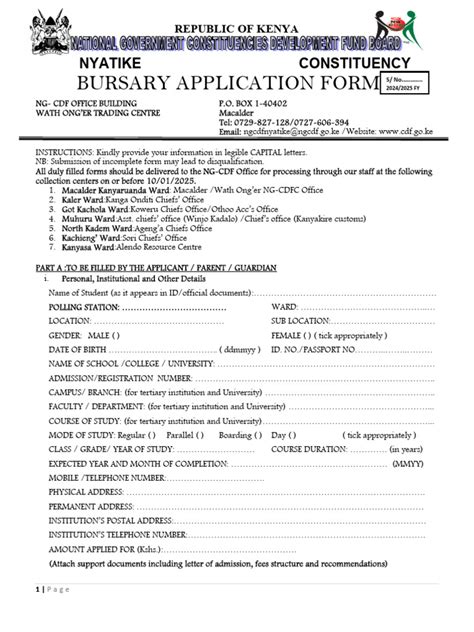 Bursary Forms Kitui County