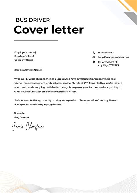 bus driver application cover letter