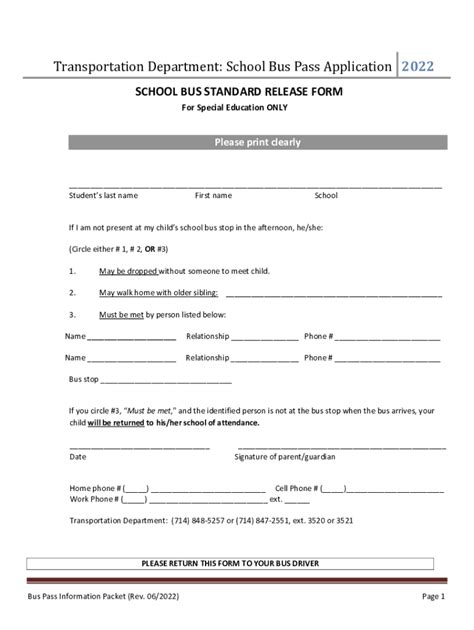 Bus Pass Form