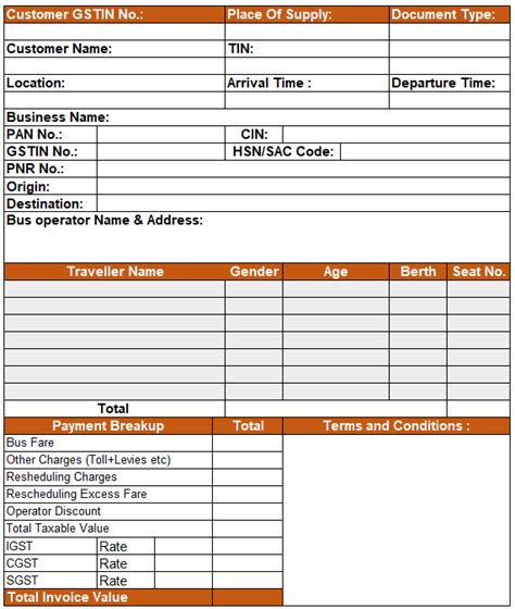 Bus Ticket Format