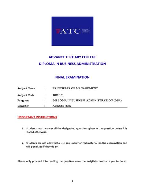 business administration final question paper 2012