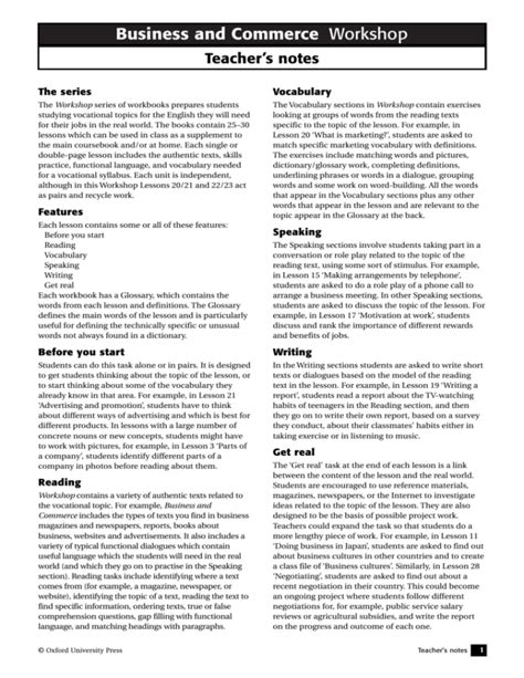 business and commerce workshop answer key