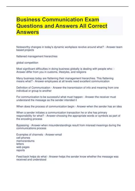 business communication exam questions and answers