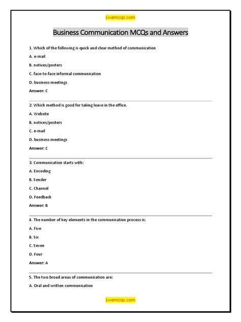 business communication mcqs
