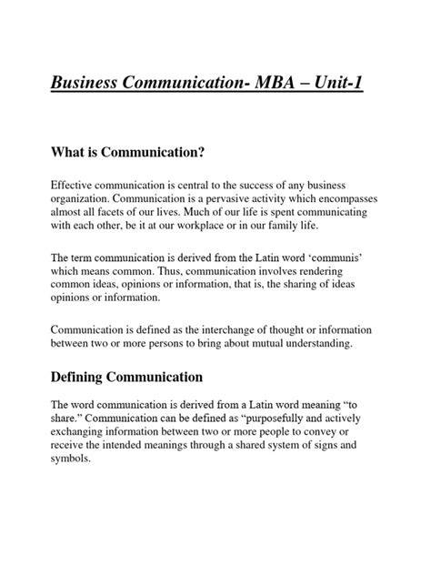 business communication notes for mba