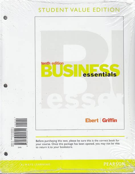 Business Essentials 10th Edition Ebert Griffin