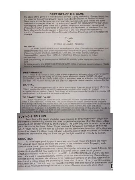 Business Game Rules