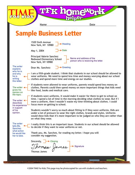 Business Letter Format For Kids Letter Format For Kids - Letter Format For Kids