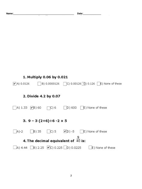 Business Math Practice Test Centennial College