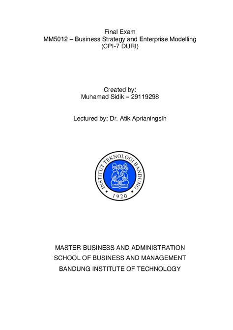 business modelling final exam