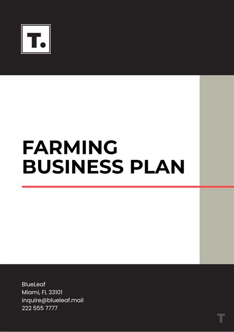 Business Plan For Farming Template