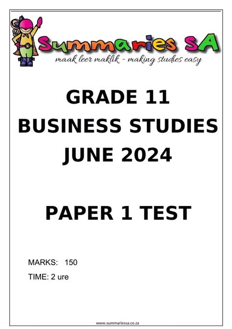 Business Studies Task 1 Grade 12 2014