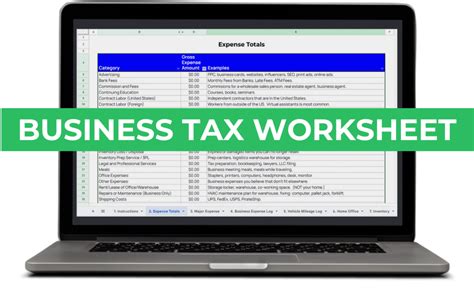 Business Tax Worksheet Tall Oak Advisors Business Tax Worksheet - Business Tax Worksheet