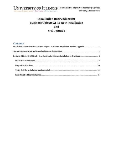 Read Business Objects Xi 31 Installation Guide 