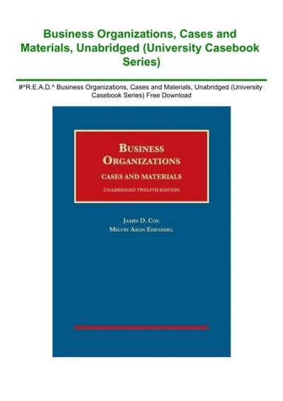 Full Download Business Organizations Materials Unabridged University 
