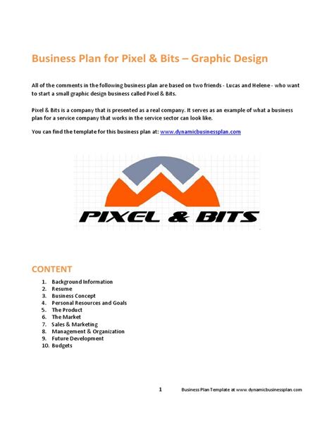 Full Download Business Plan For Pixel Bits Graphic Design 