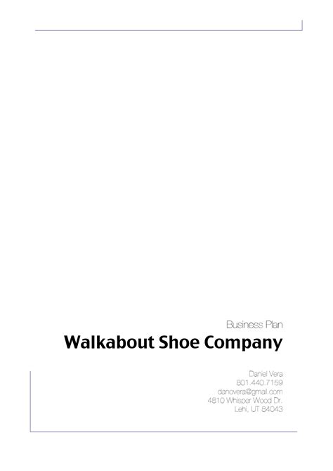 Read Business Plan Walkabout Shoe Company 