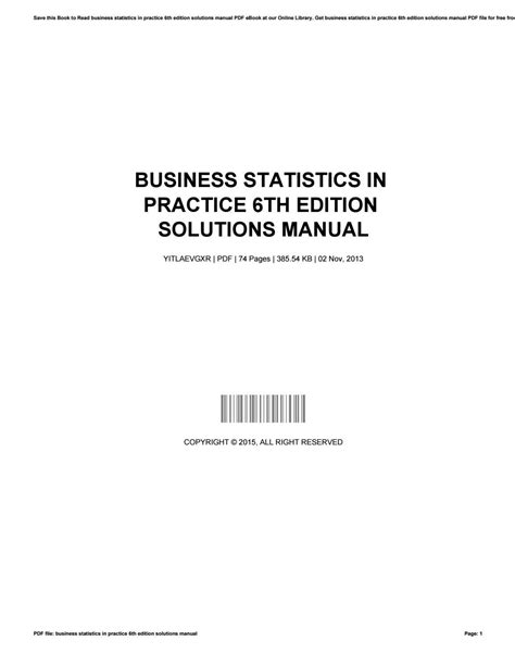 Download Business Statistics In Practice 6Th Edition Solutions Manual Pdf 
