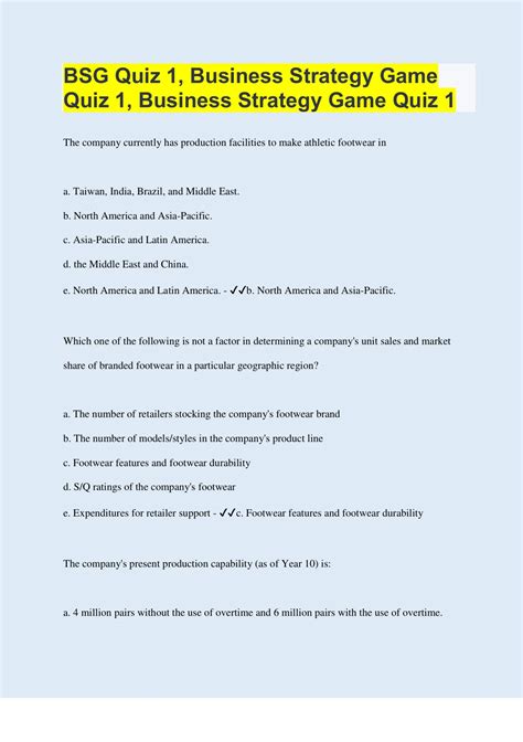 Full Download Business Strategy Game Online Quiz 1 Answers 