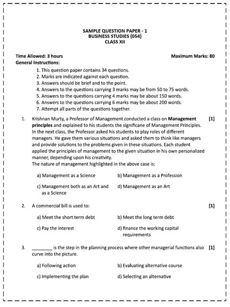 Read Online Business Studies Class 12 Sample Papers Solved 2014 