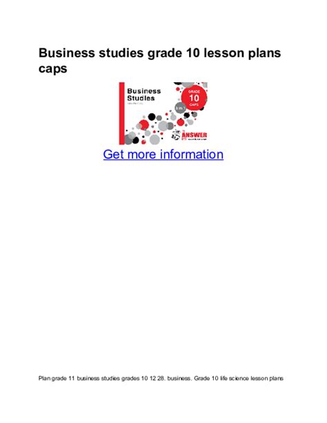 Download Business Studies Grade 10 Caps Lesson Plans Bing 