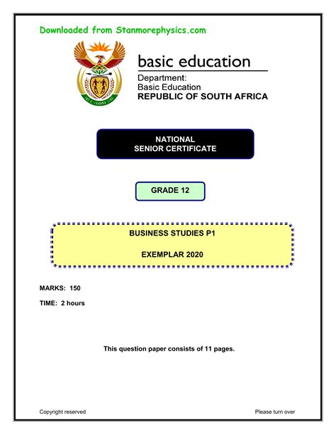 Download Business Studies March Exam Paper Grade 12 2014 South Africa Download 