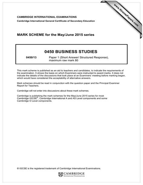 Download Business Studies Mark Scheme Unit 1 Setting Up A Business 