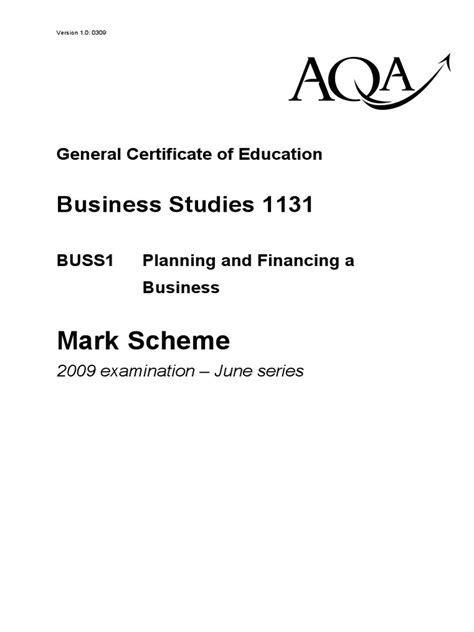 buss1 aqa mark scheme just juice