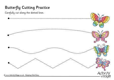 Butterfly Cutting Practice Worksheets For Kids Free Printable Preschool Cutting Practice Worksheets - Preschool Cutting Practice Worksheets