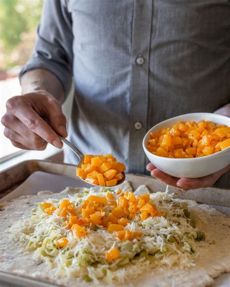 butternut squash galette with gruyère and caramelized leeks